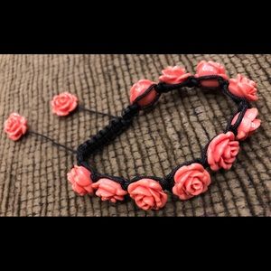 Pink/Black Rose bracelet (#237)
